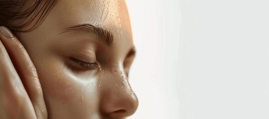 rosto de mulher branca brilhando